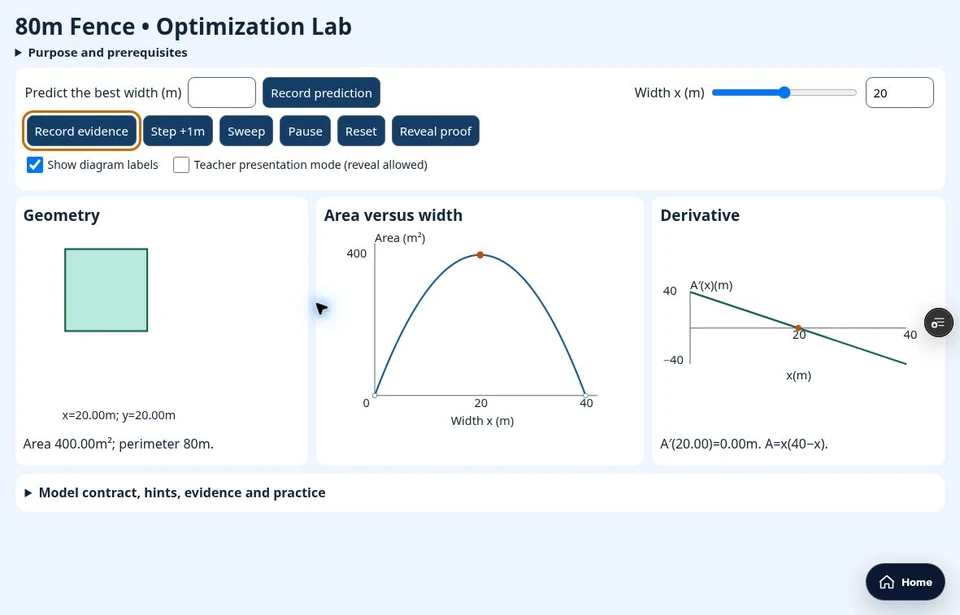Browser-based Optimization lab example.