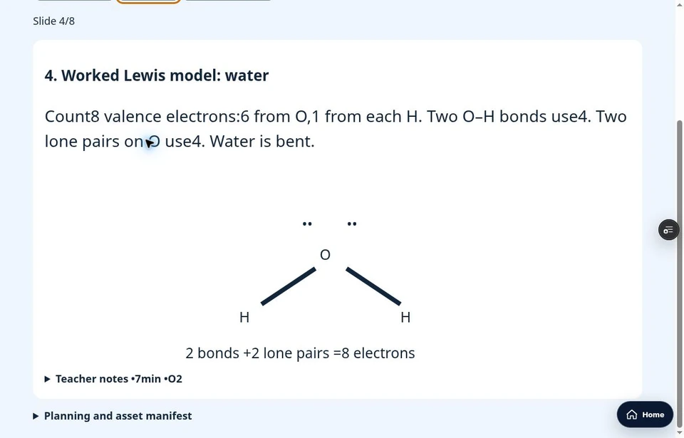 Interactive presentation example: a water Lewis model slide.